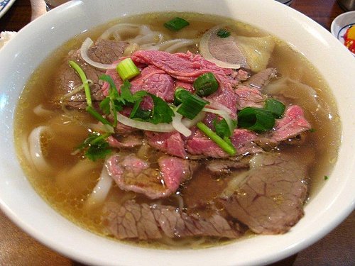 Pho Dien signature dishes Pho Tai (Rare Steak), Pho Dac Biet (Combination Pho), Pho Bo Vien (Beef Ball), Pho Ga (Chicken)